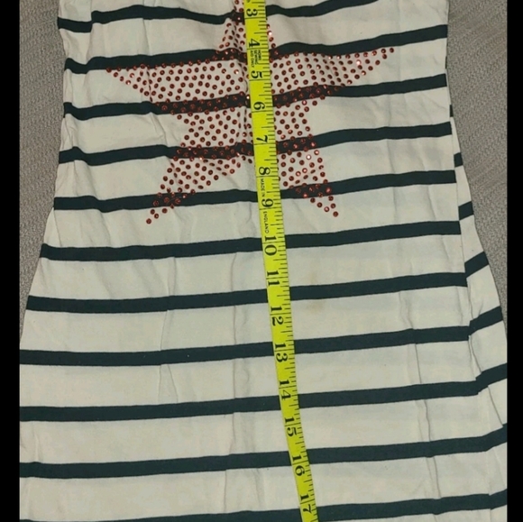 WOMAN'S BLUE STRIPED TANK SHIRT WITH USA RED RHINESTONE STAR SIZE SMALL - Picture 9 of 12